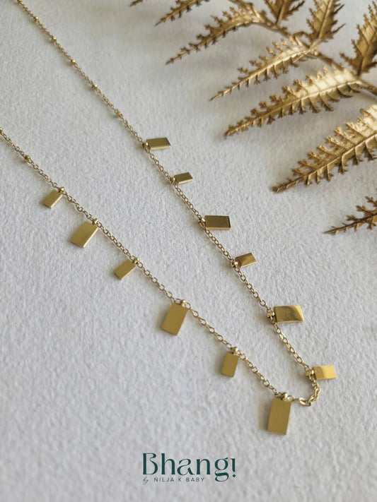 Golden Tile Drop Necklace