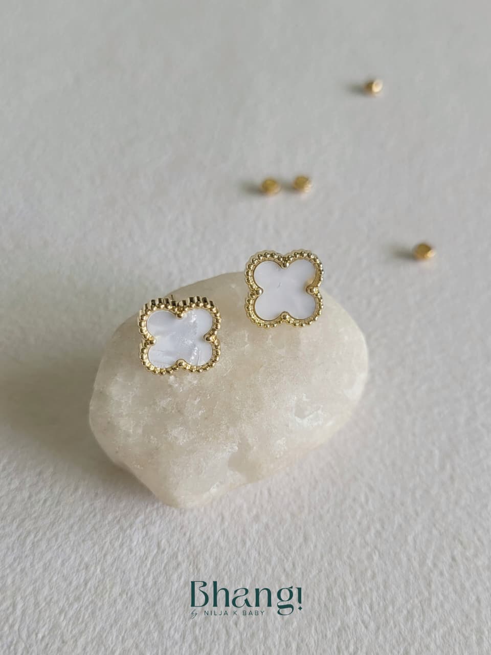 Pearl White Clover Studs