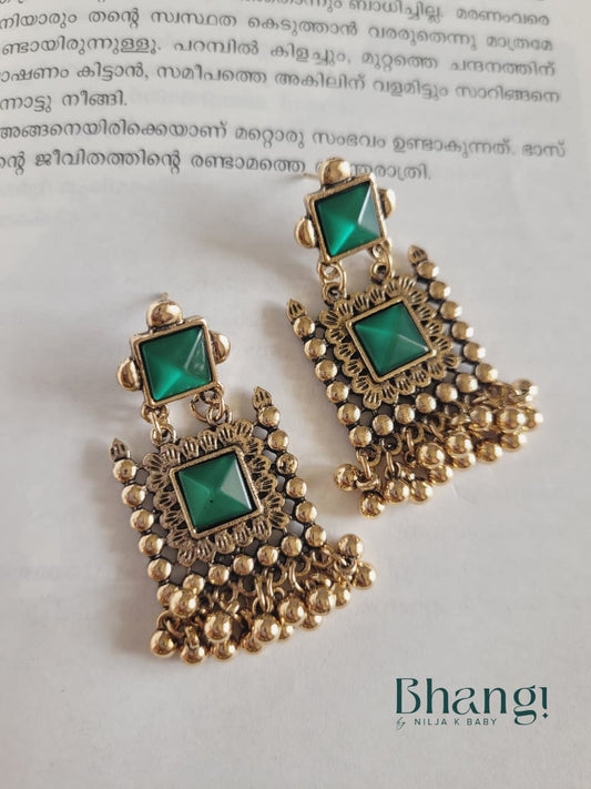 Bhangi Signature Emerald Heritage Earrings