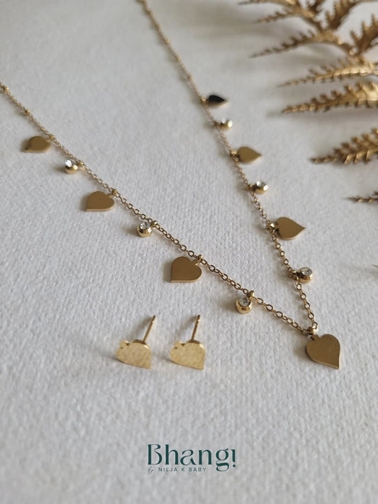 Golden Hearts Charm Necklace