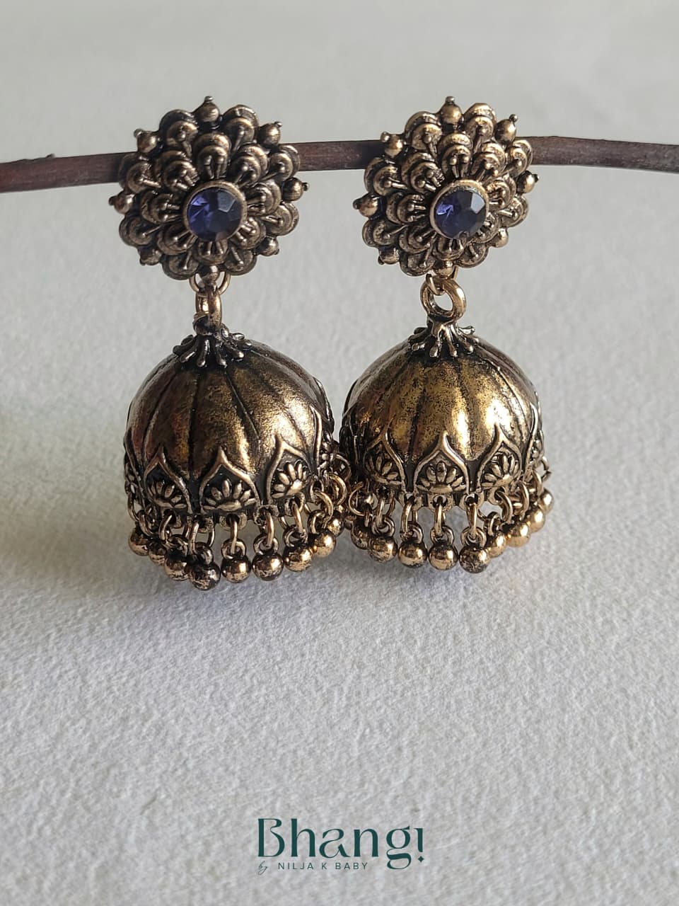 Floral Jhumki with Stone
