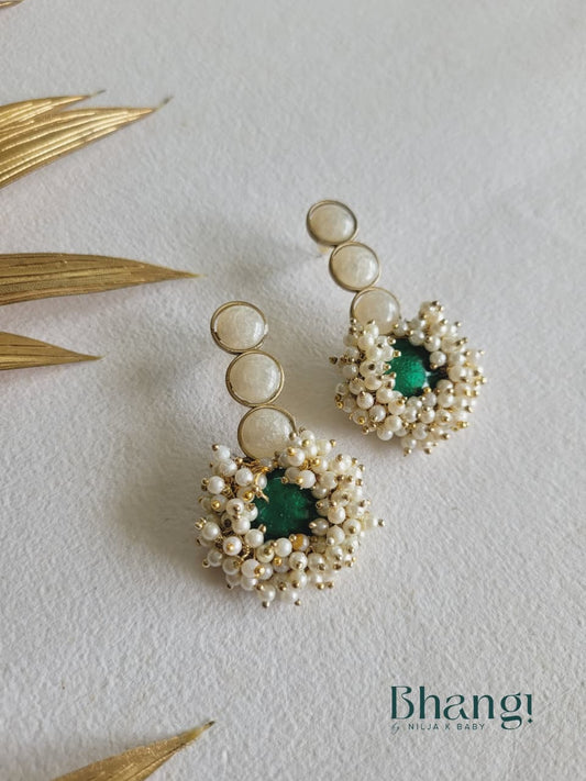 Emerald Pearl Bloom Earrings