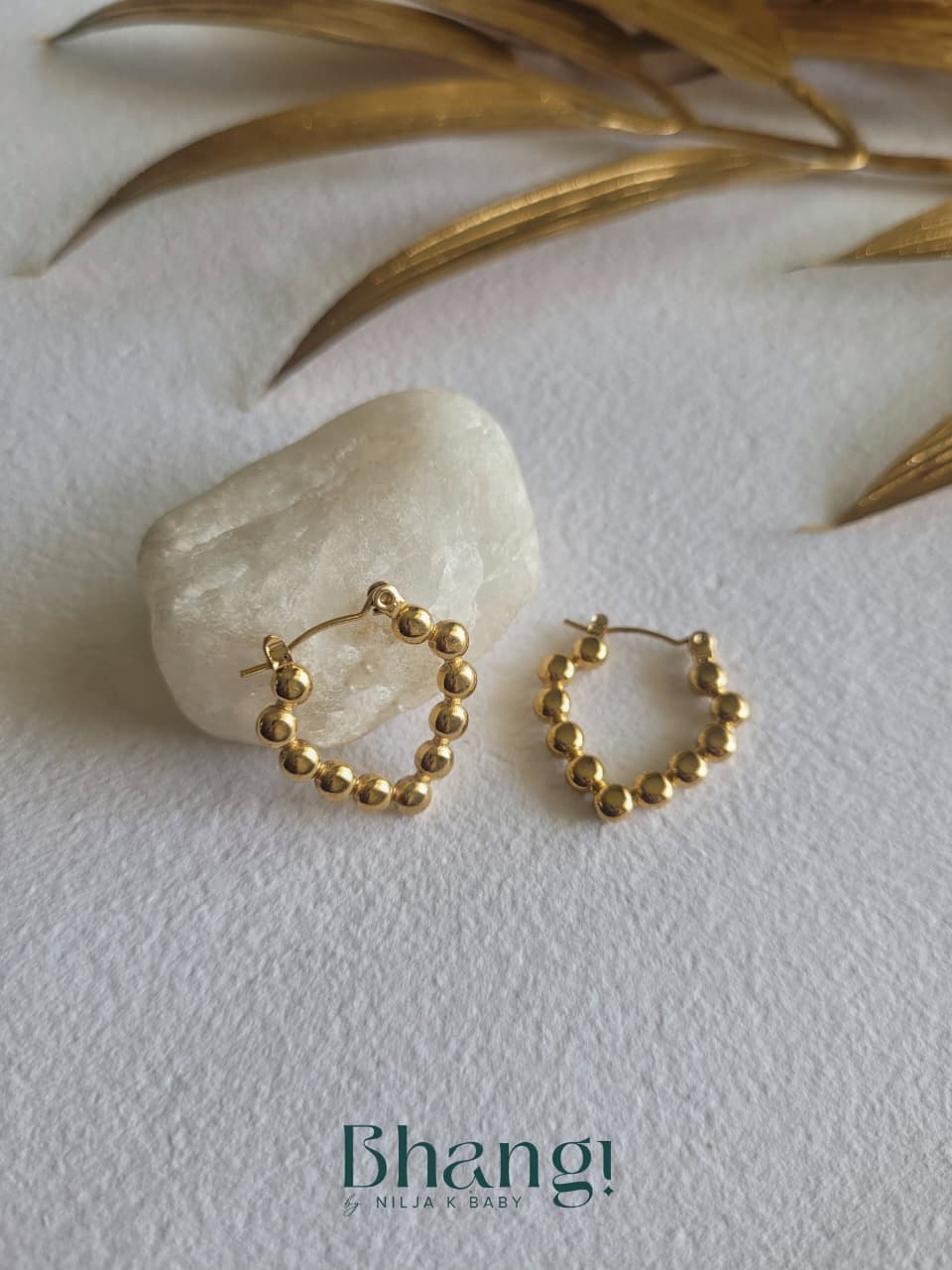 Golden Bead Halo Hoops