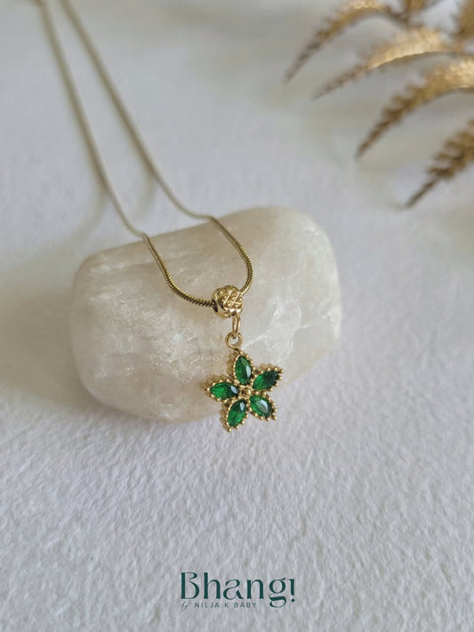 Emerald Blossom Pendant Necklace