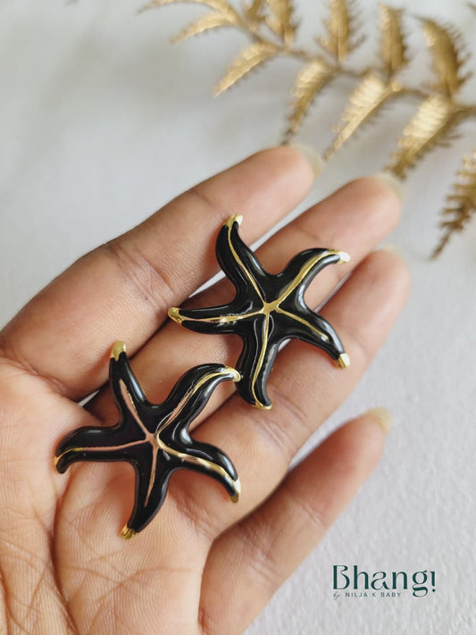 Midnight Starfish Studs