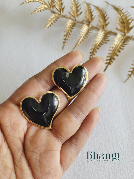 Midnight Heart Statement Studs