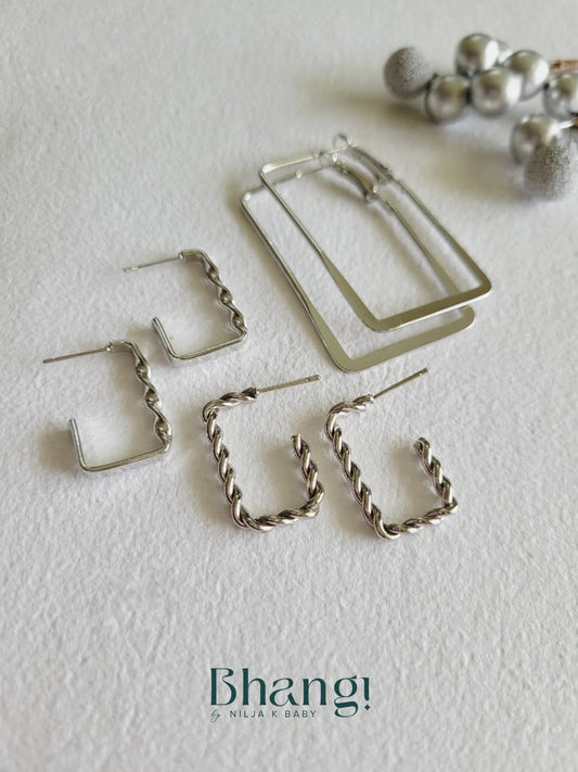 Silver Essentials Edit - 6 Pair Earring Combo Set