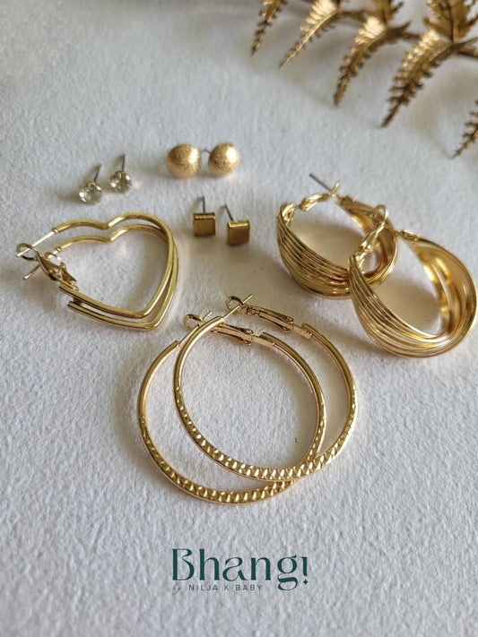 Golden Hearts Edit - 6 Pair Earring Combo Set