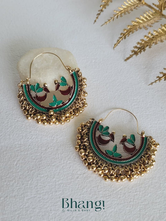 Floral Chandbali Earrings – Emerald Green