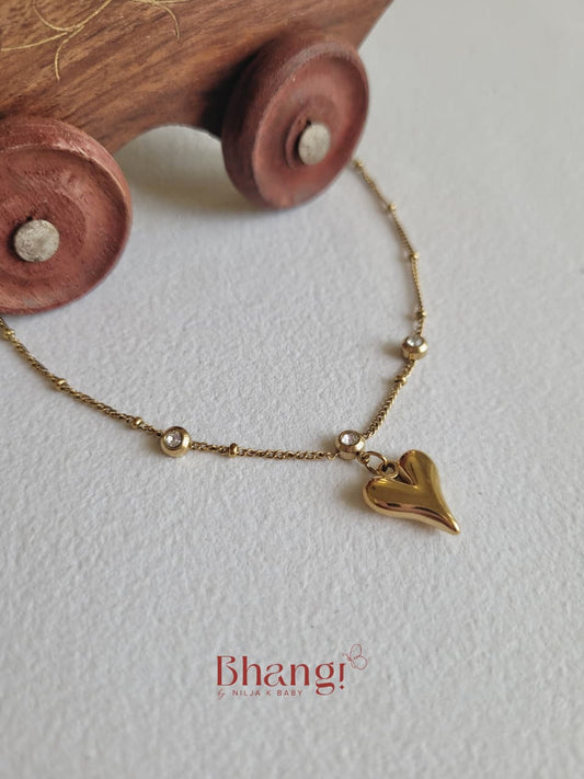 Golden Heart Charm Single Anklet