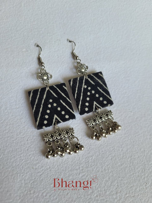 Karthumbi Floral Fringe Fabric Earrings