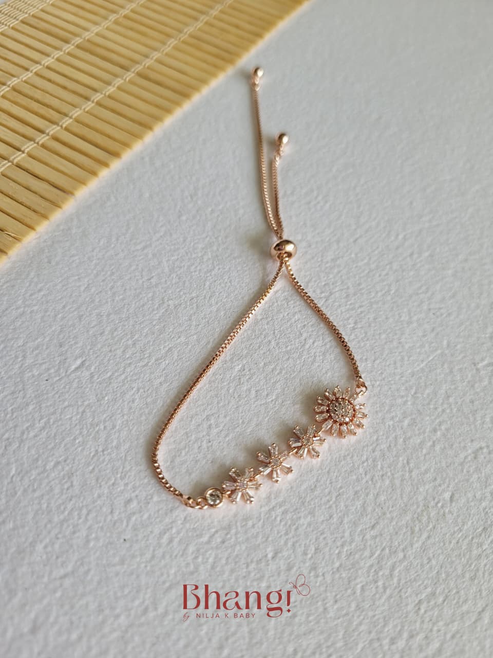 Aurelia Rose Gold Floral Adjustable Bracelet