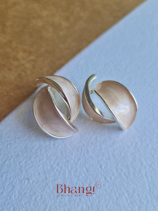 Seraphina Blush Pearl Sculpted Stud Earrings