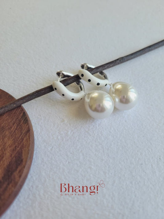 Elodie Polka Dot Pearl Drop Earrings