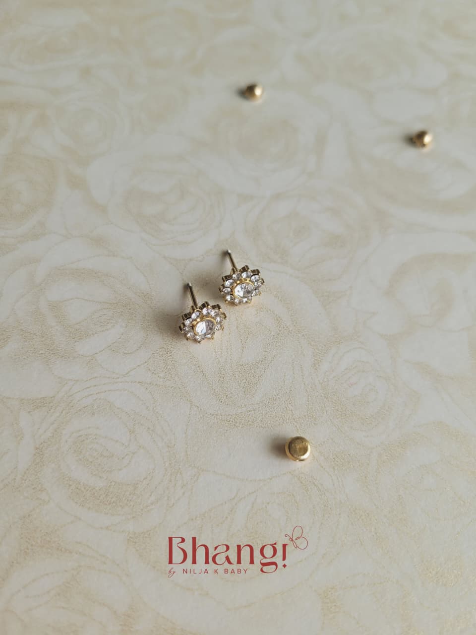 Golden Sunburst Crystal Stud Earrings