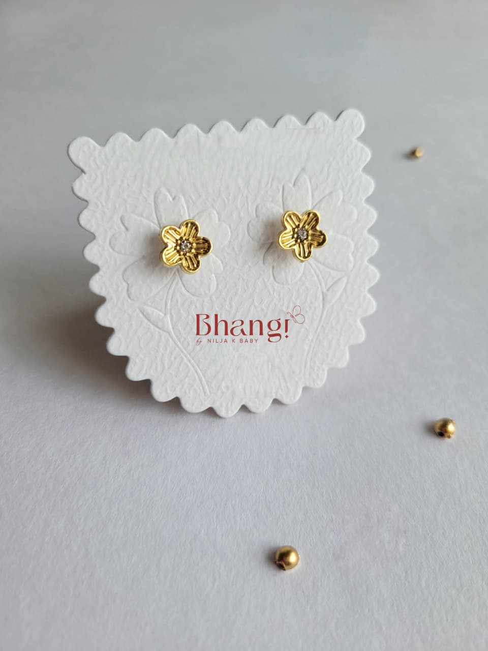 Golden Daisy Crystal Stud Earrings