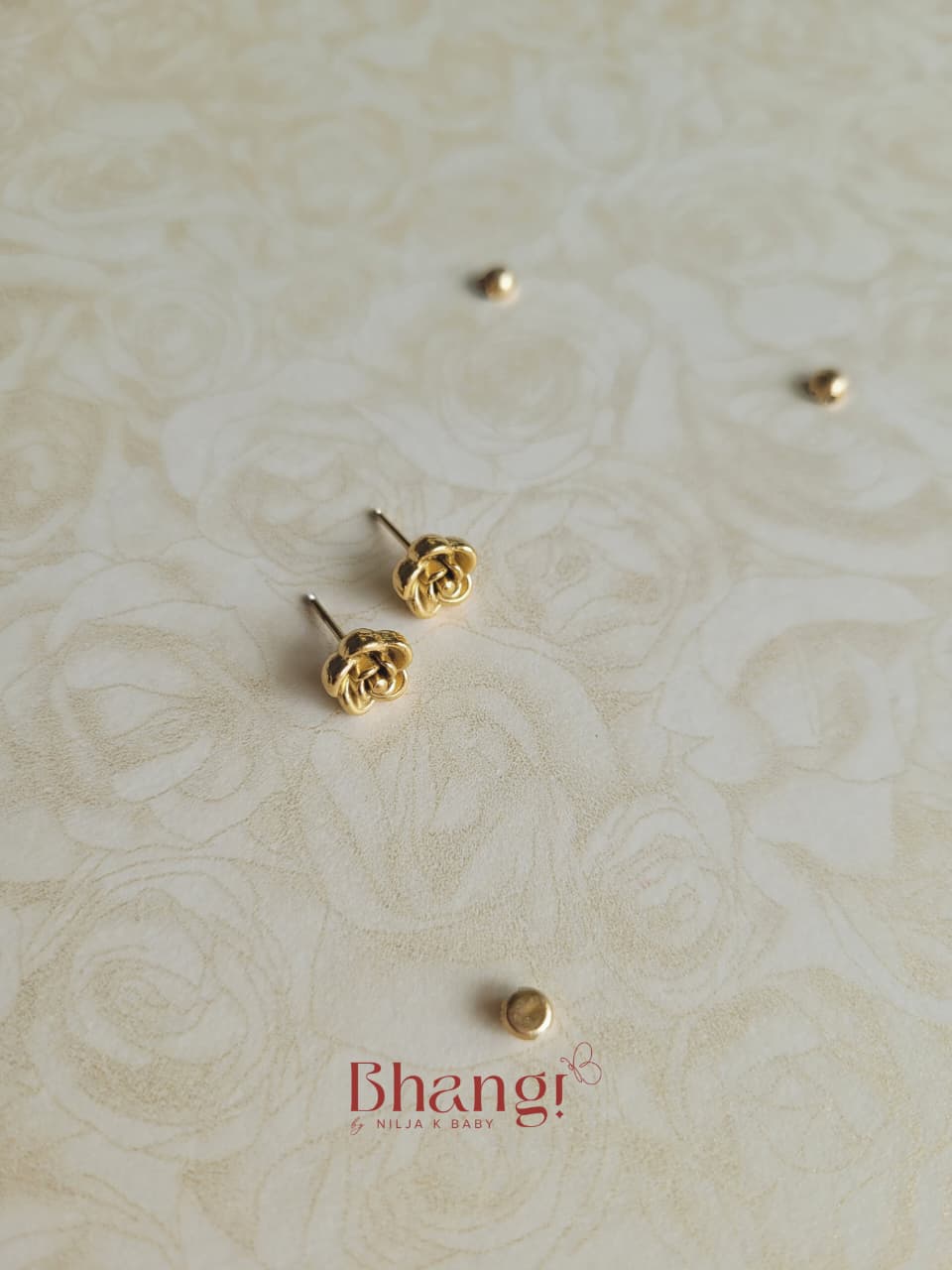 Golden Rose Bloom Stud Earrings