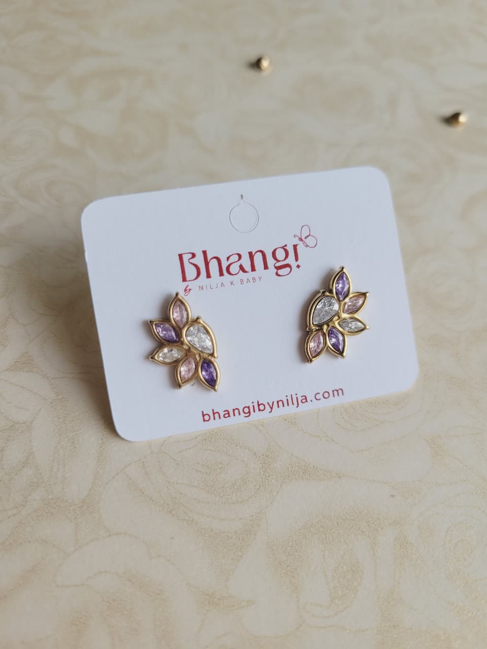 Lavender Petal Crystal Stud Earrings