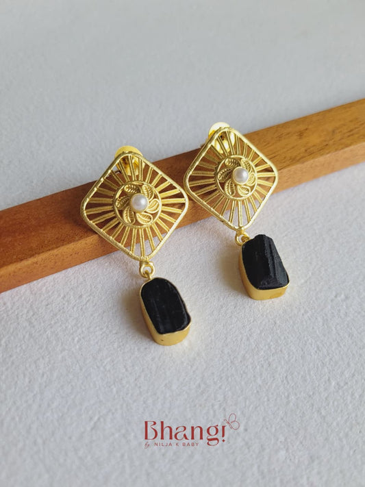 Noor Noir Pearl Statement Earrings
