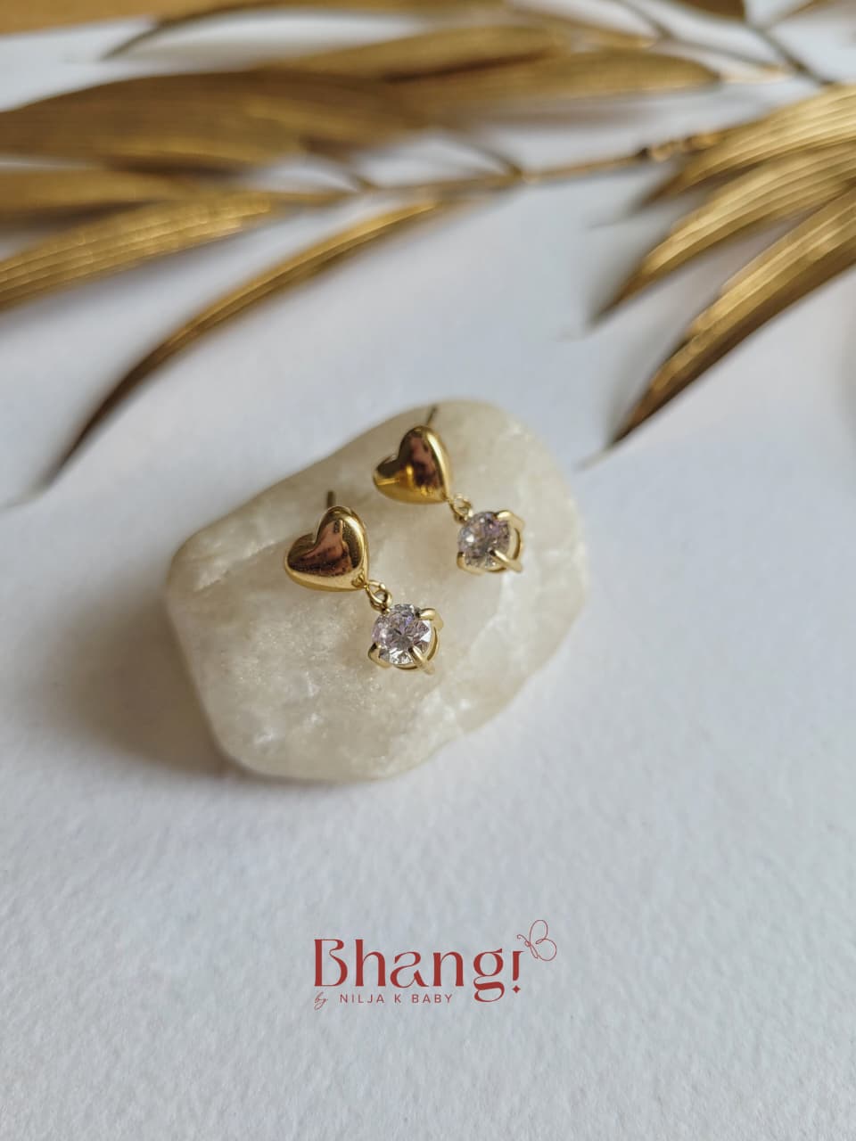 Amora Tiny Crystal Heart Drop Earrings