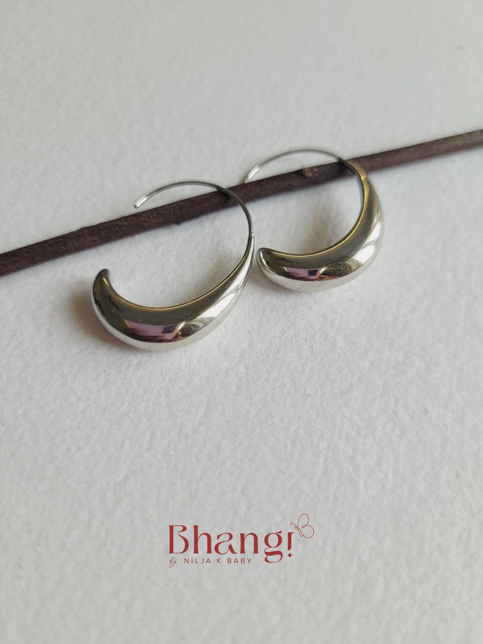 Luna Sculpted Silver Hoop Earrings