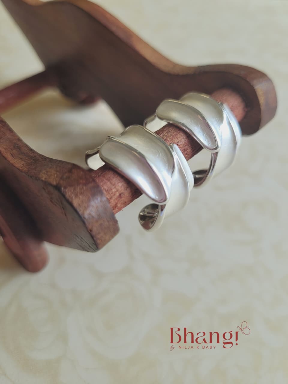 Silver Wave Sculpted Hoop Earrings