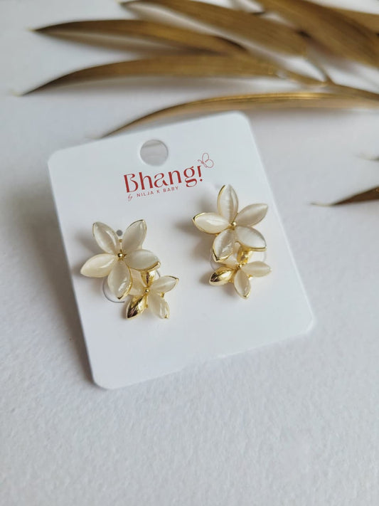 Ivory Bloom Floral Statement Earrings