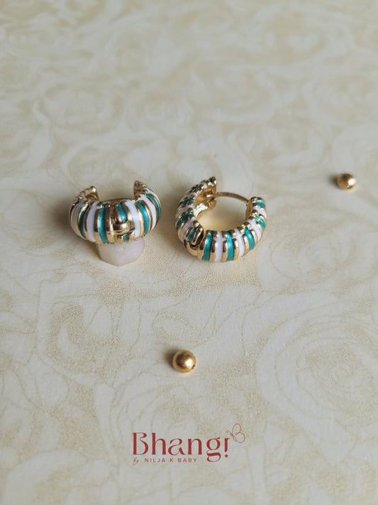 Marina Stripe Gold Hoops