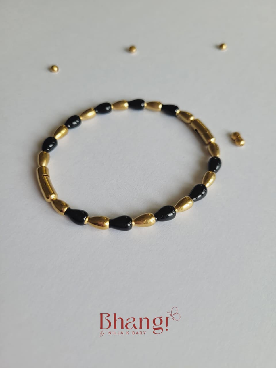 Noir Gold Beaded Bangle