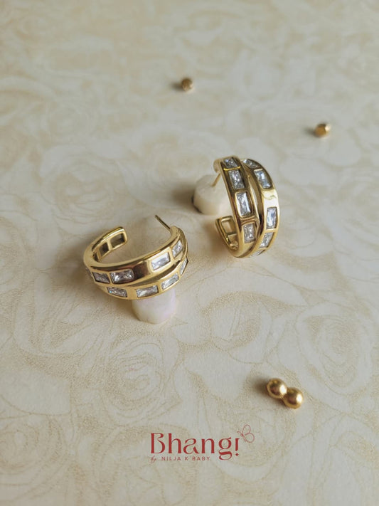 Luxe Baguette Crystal Hoop Earrings