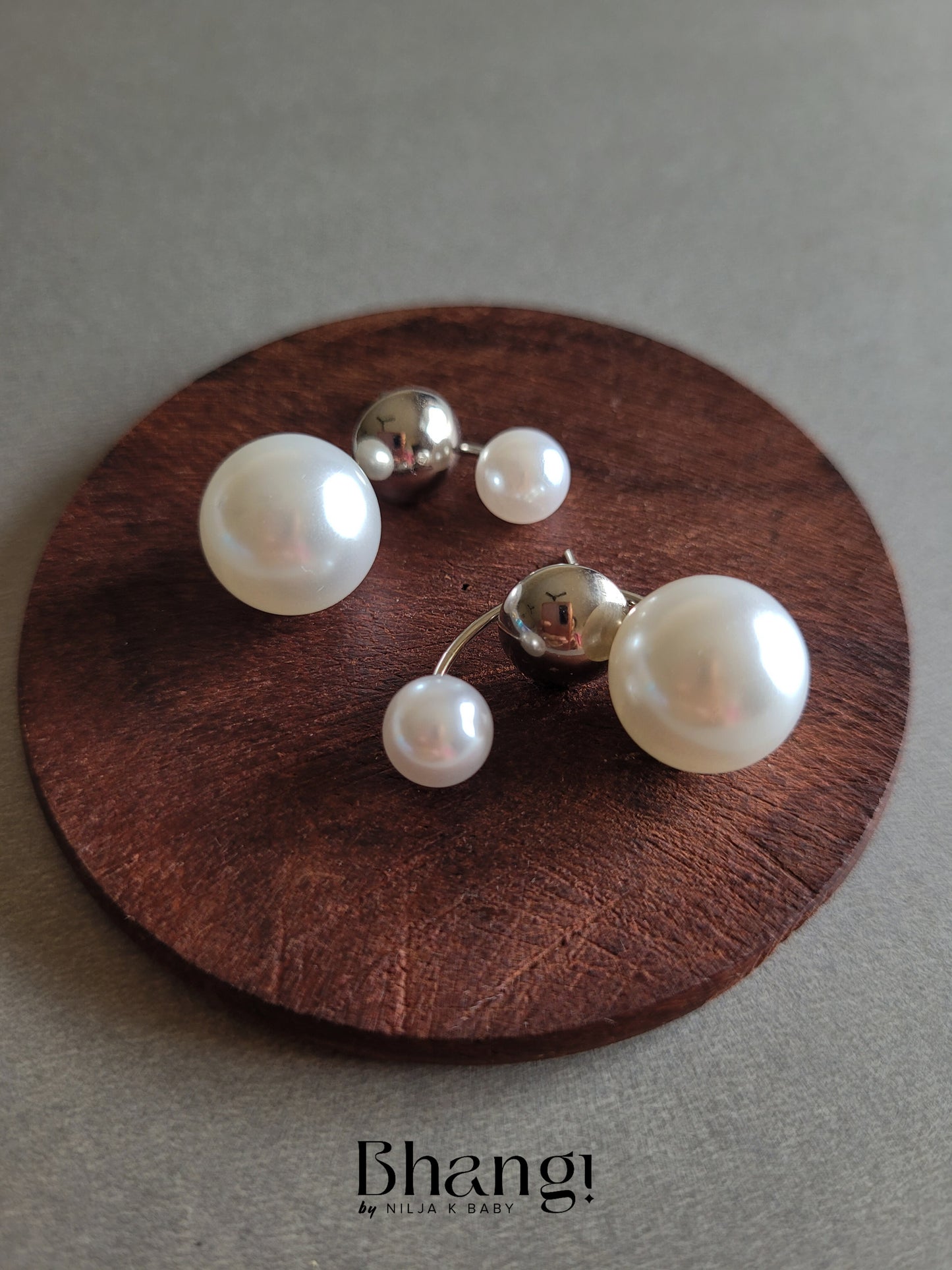 Double Pearl Stud Earrings