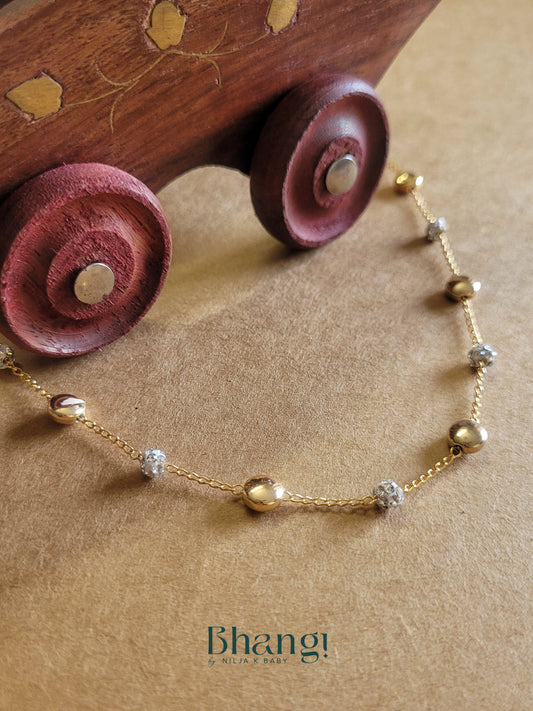 Oval & Crystal Single Anklet