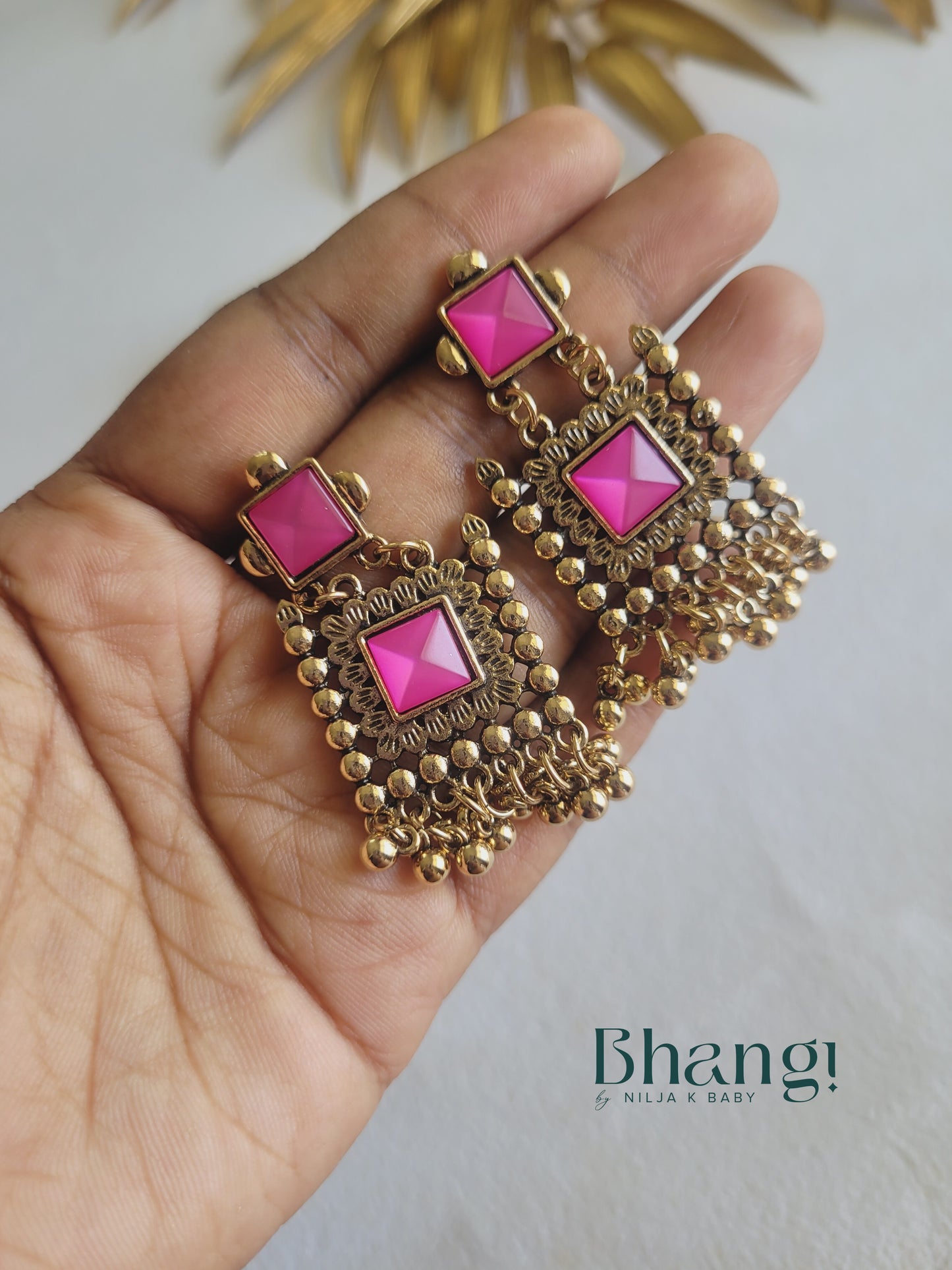 Bhangi Signature Heritage Earrings - Pink