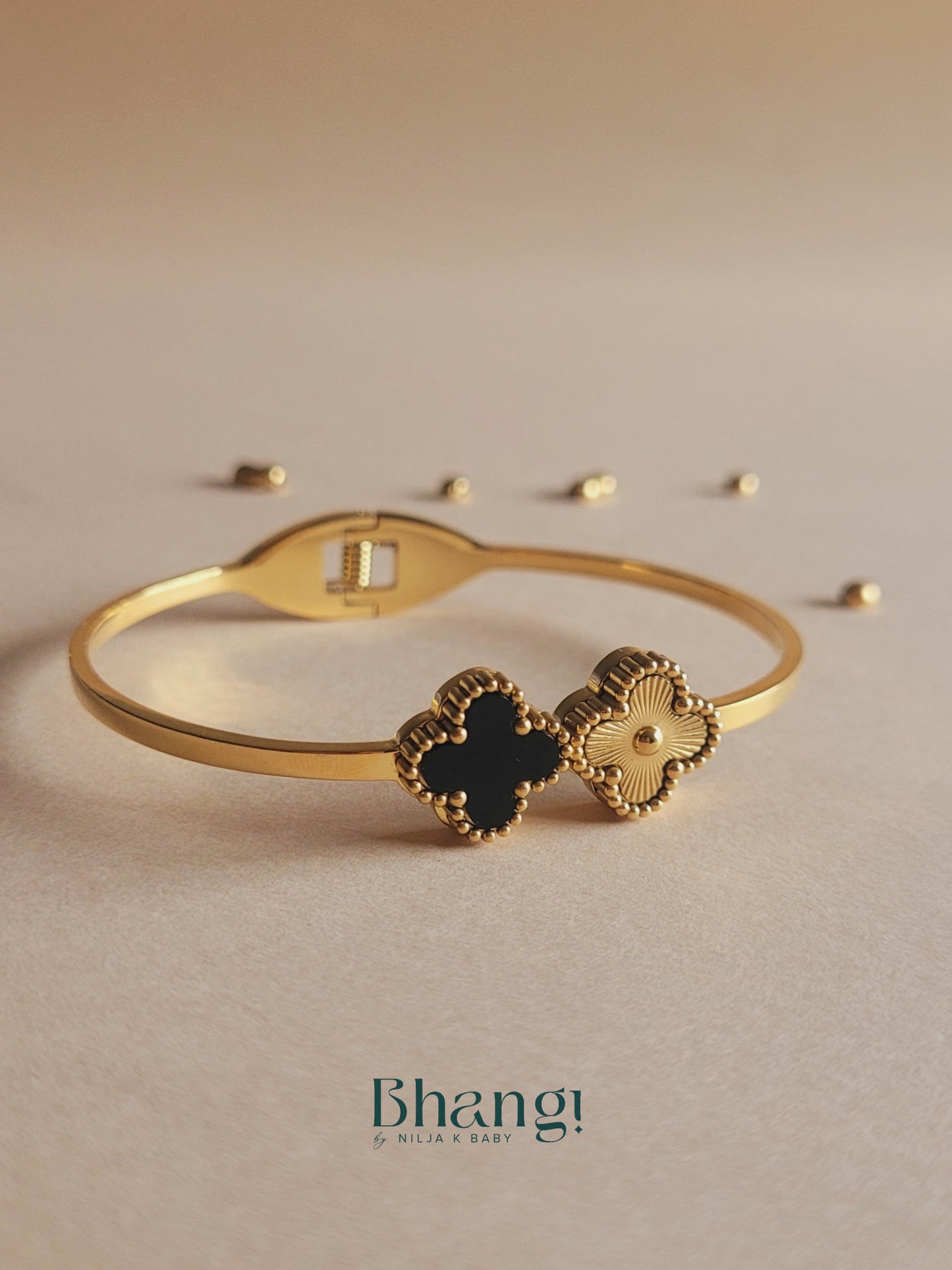 Two-Tone Clover Bangle