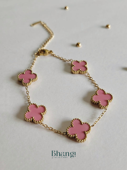 Pink Clover Charm Bracelet