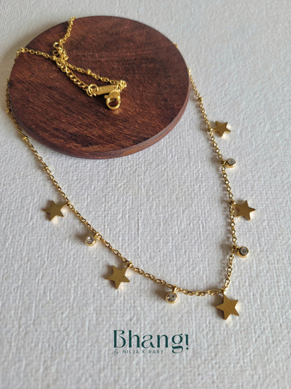 Star and stone drop necklace