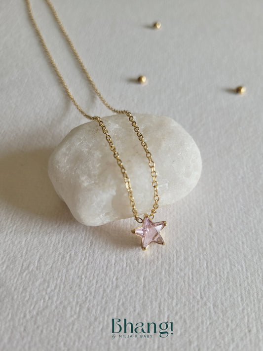 Minimalist Star Necklace - pink