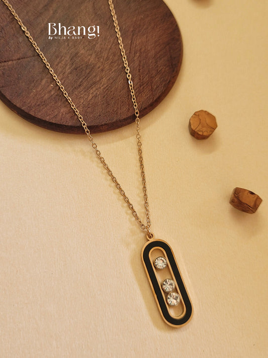 Oval Pendant Necklace with Crystal Accents