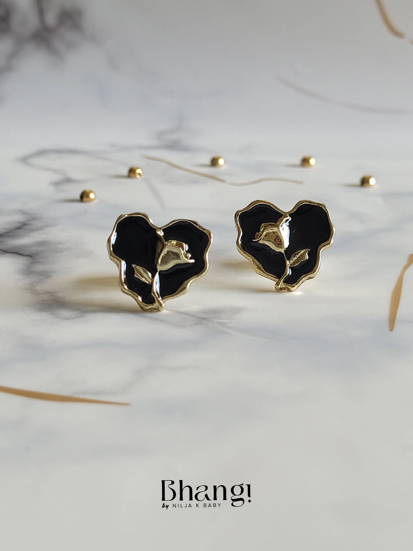 Black Heart  Stud Earrings