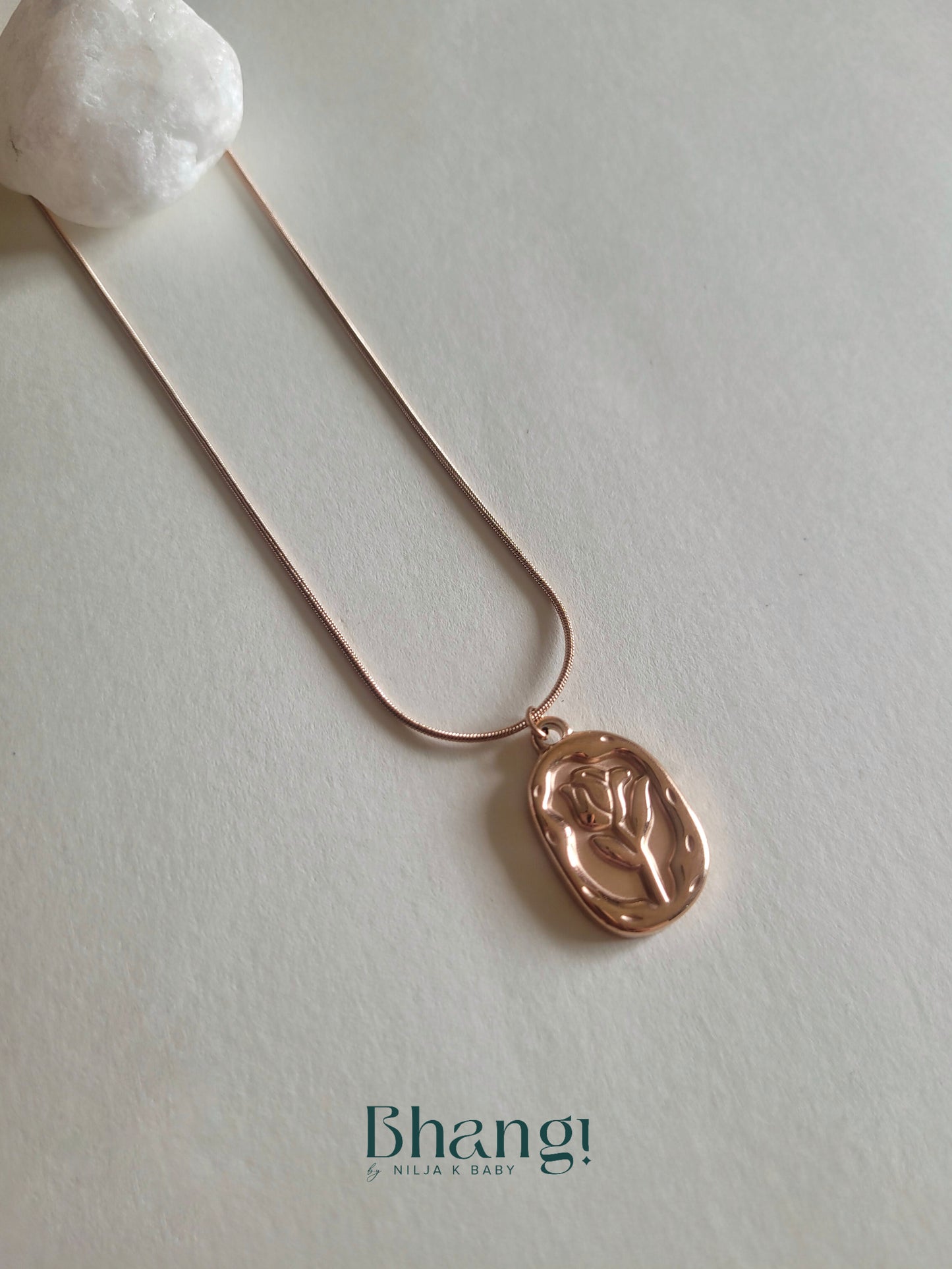 Bhangi Rose Gold Vintage Rose Necklace