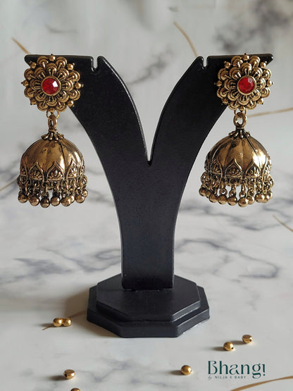 Floral Jhumki with Stone
