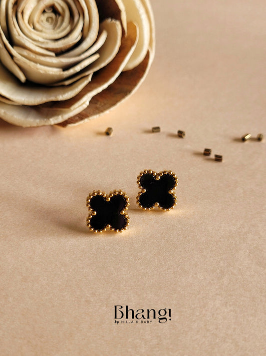 Bhangi Black Clover Stud Earrings