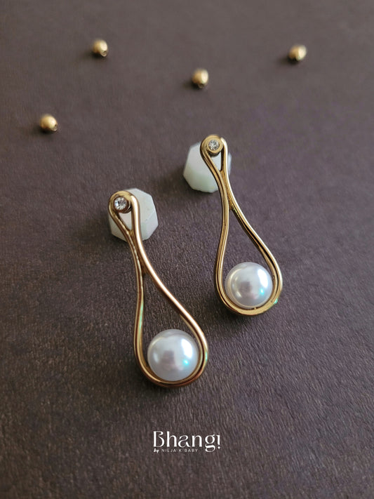 Bhangi Gold-Tone Pearl Drop Earrings