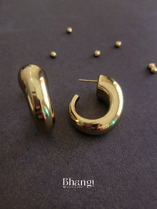 Bhangi Gold-Tone Organic Hoop Earrings