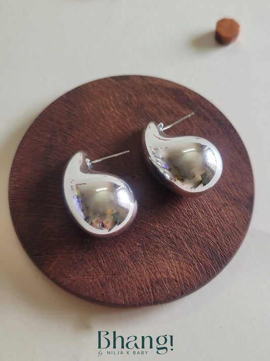Silver-Tone Teardrop Studs