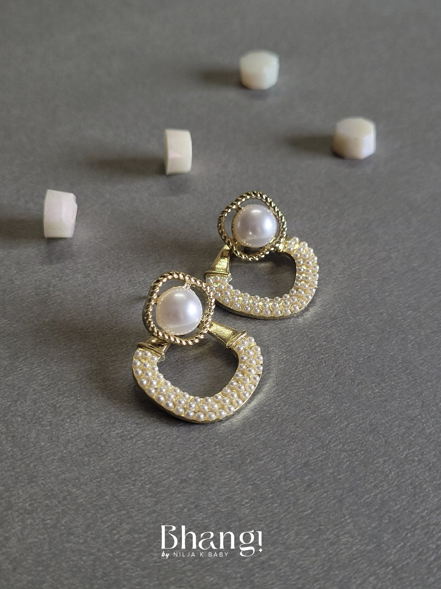 Pearl and Gold Hoop Earrings