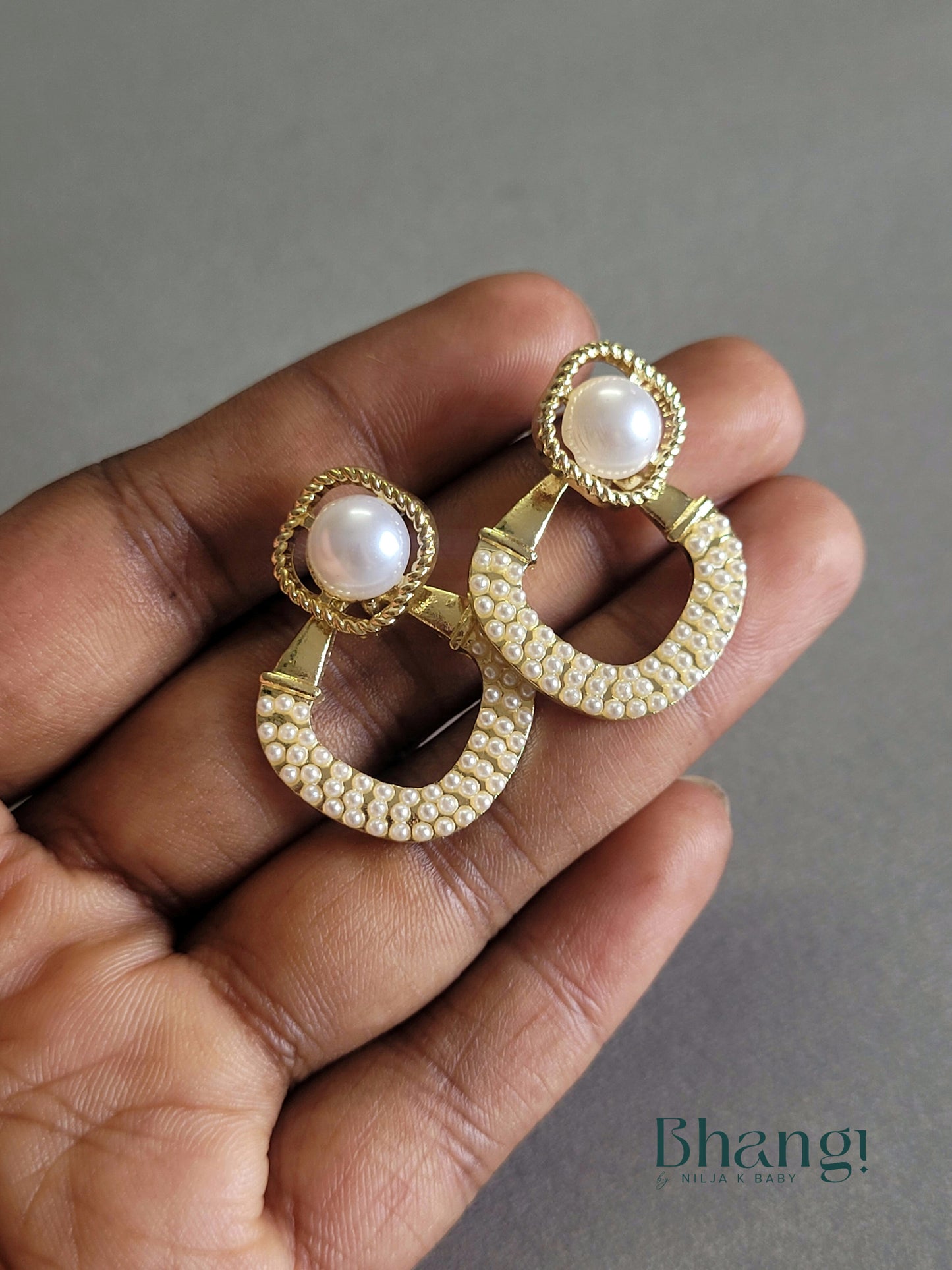 Pearl and Gold Hoop Earrings