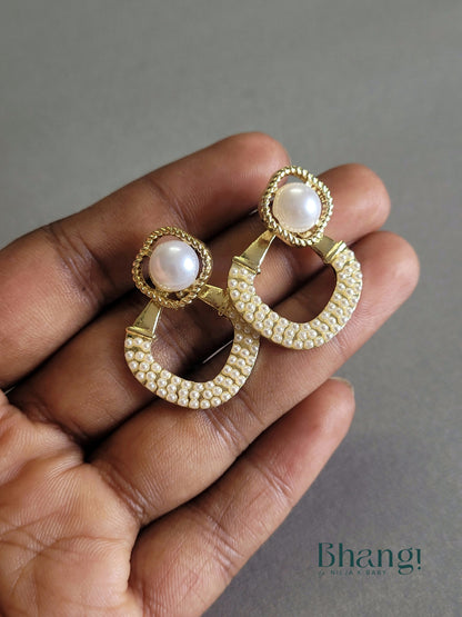 Pearl and Gold Hoop Earrings