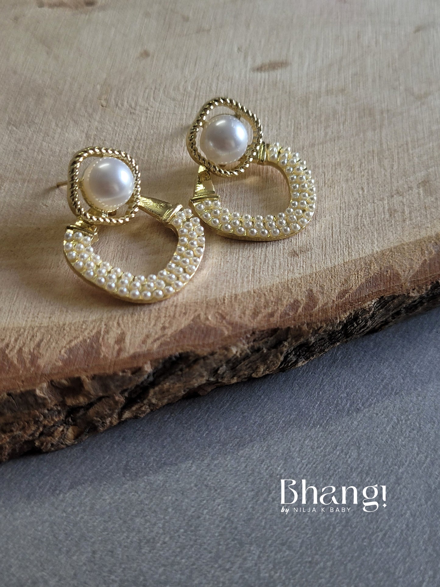 Pearl and Gold Hoop Earrings