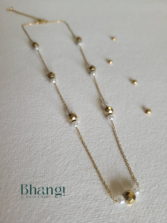 Pearl and Gold Beaded Necklace